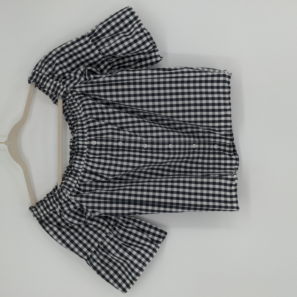 Abercrombie‎ & Fitch Women's Shirt Off-Shoulder Gingham Button-Front Size Small